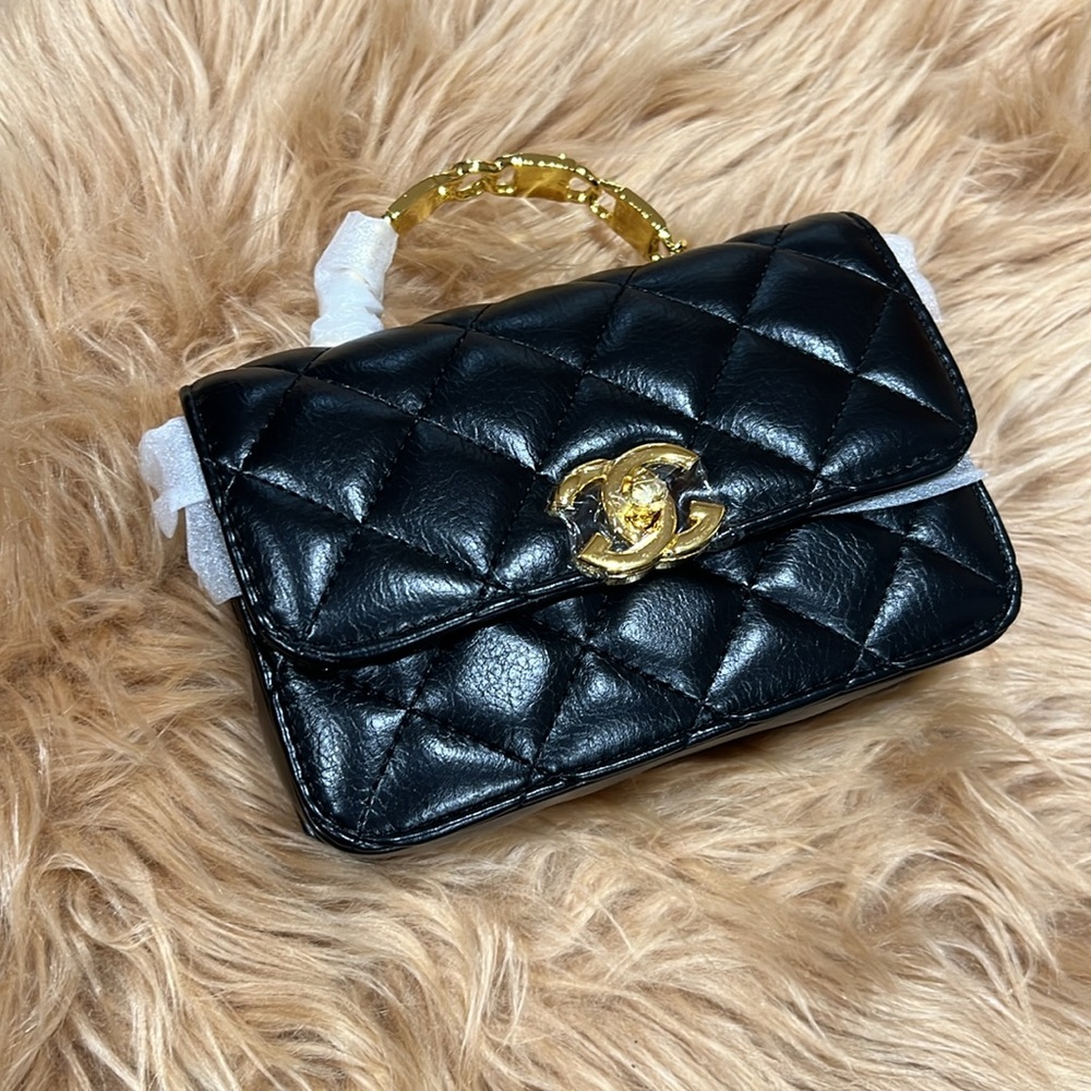 New❤️ Black Quilted Leather Bag( not authentic) no return - Picture 5 of 17